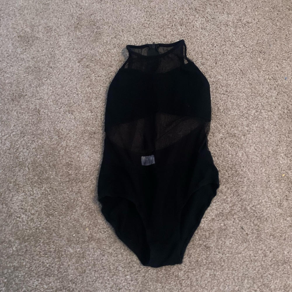 Black mesh leotard